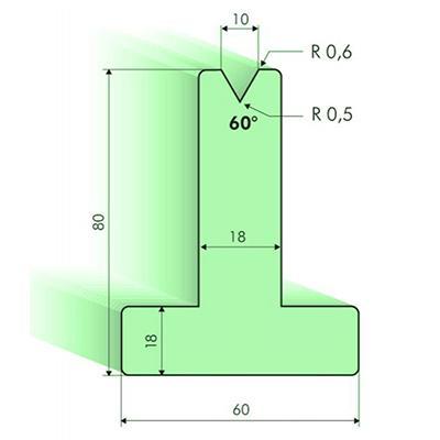 Matrices en T 60°, H=80mm