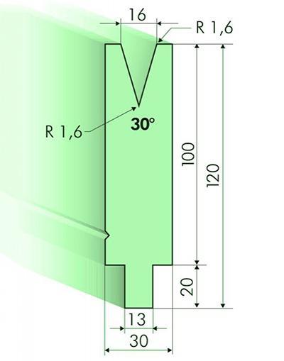 Matrices 30°, H=100mm