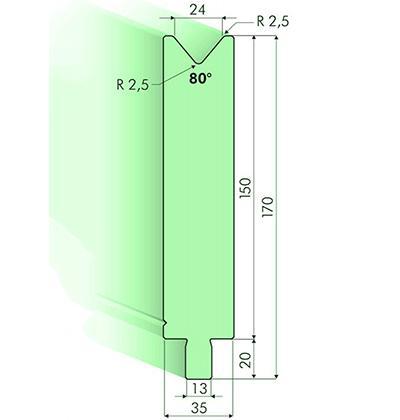 Matrices 80°, H=150mm