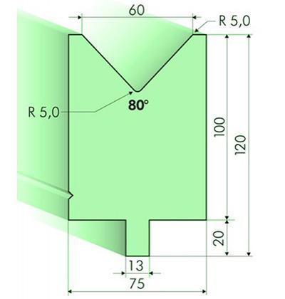 Matrices 80°, H=100mm