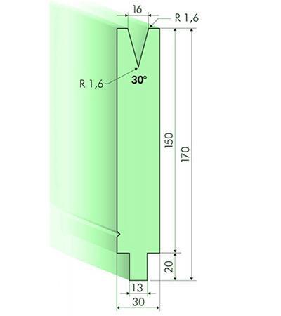 Matrices 30°, H=150mm